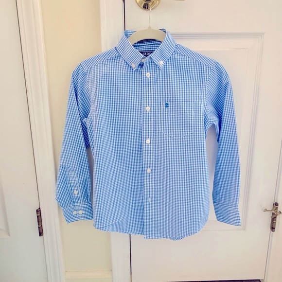 Boys Izod Blue Gingham Shirt - Picture 2 of 3